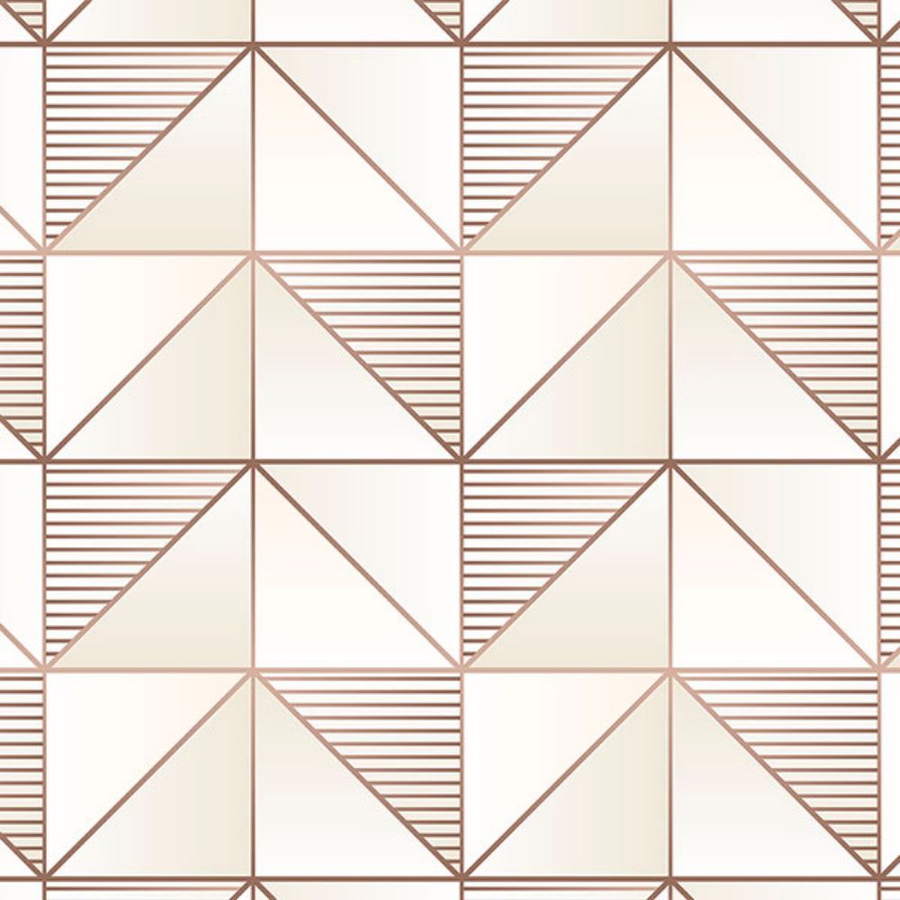 Patton Wallcoverings GX37629 GeometriX Cubist Wallpaper in Cream, Rose Gold, Gold